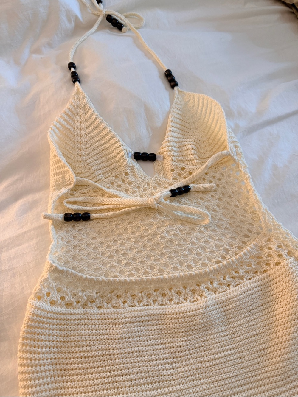 SHEIN Crochet Halter Maxi Dress in Cream - Picture 7 of 8